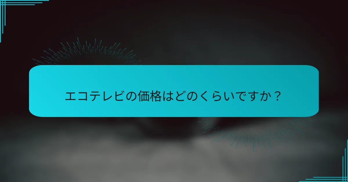 エコテレビの価格はどのくらいですか？