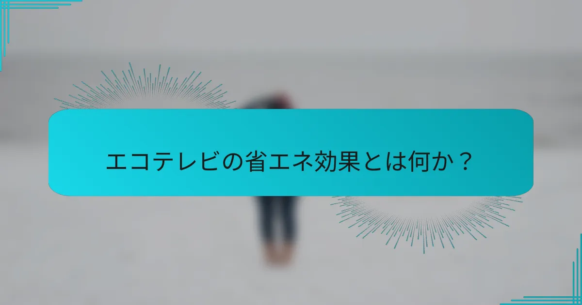 エコテレビの省エネ効果とは何か?