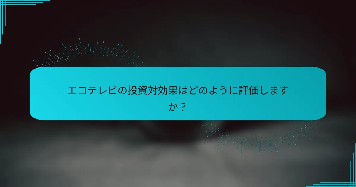 エコテレビの投資対効果はどのように評価しますか？