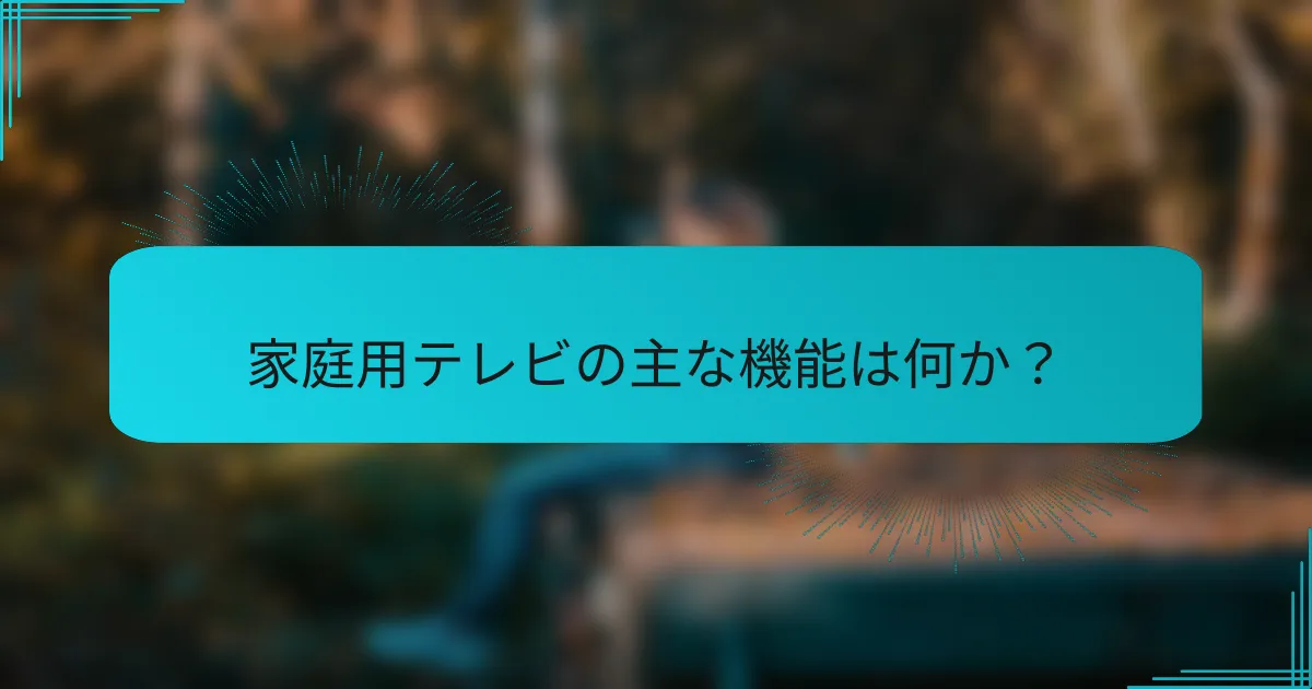 家庭用テレビの主な機能は何か？