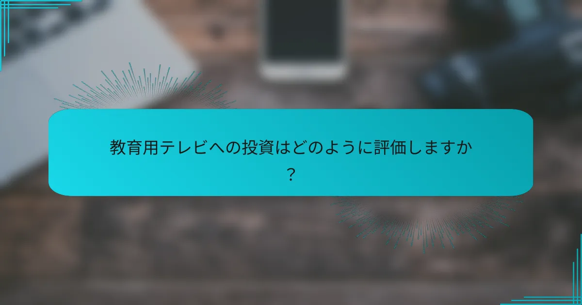 教育用テレビへの投資はどのように評価しますか？