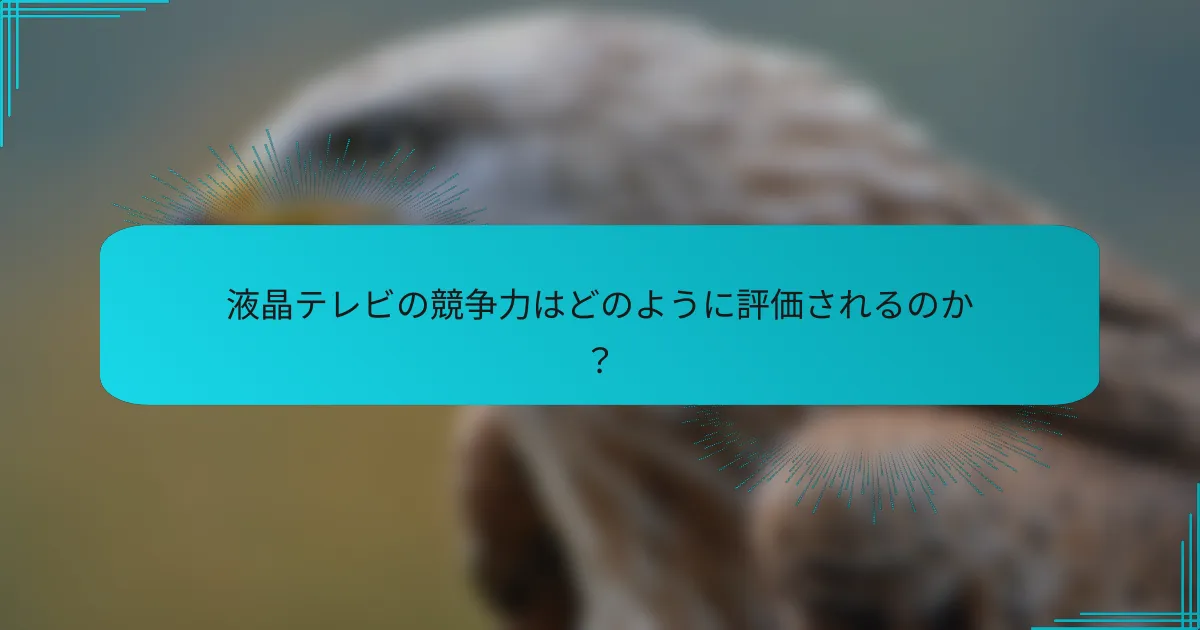 液晶テレビの競争力はどのように評価されるのか？